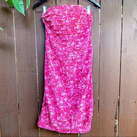Michael Kors Strapless Pink Pleated Ruffle Dress 8 Michael Kors Strapless Pink Pleated Ruffle Dress 8